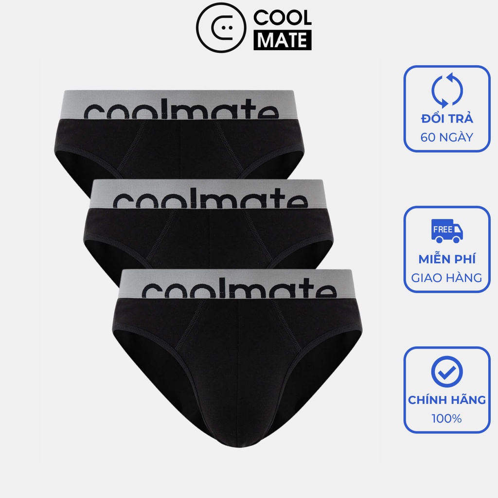 Combo 3 Quần lót Brief vải Cotton Modal co giãn màu đen cạp mới - thương hiệu Coolmate