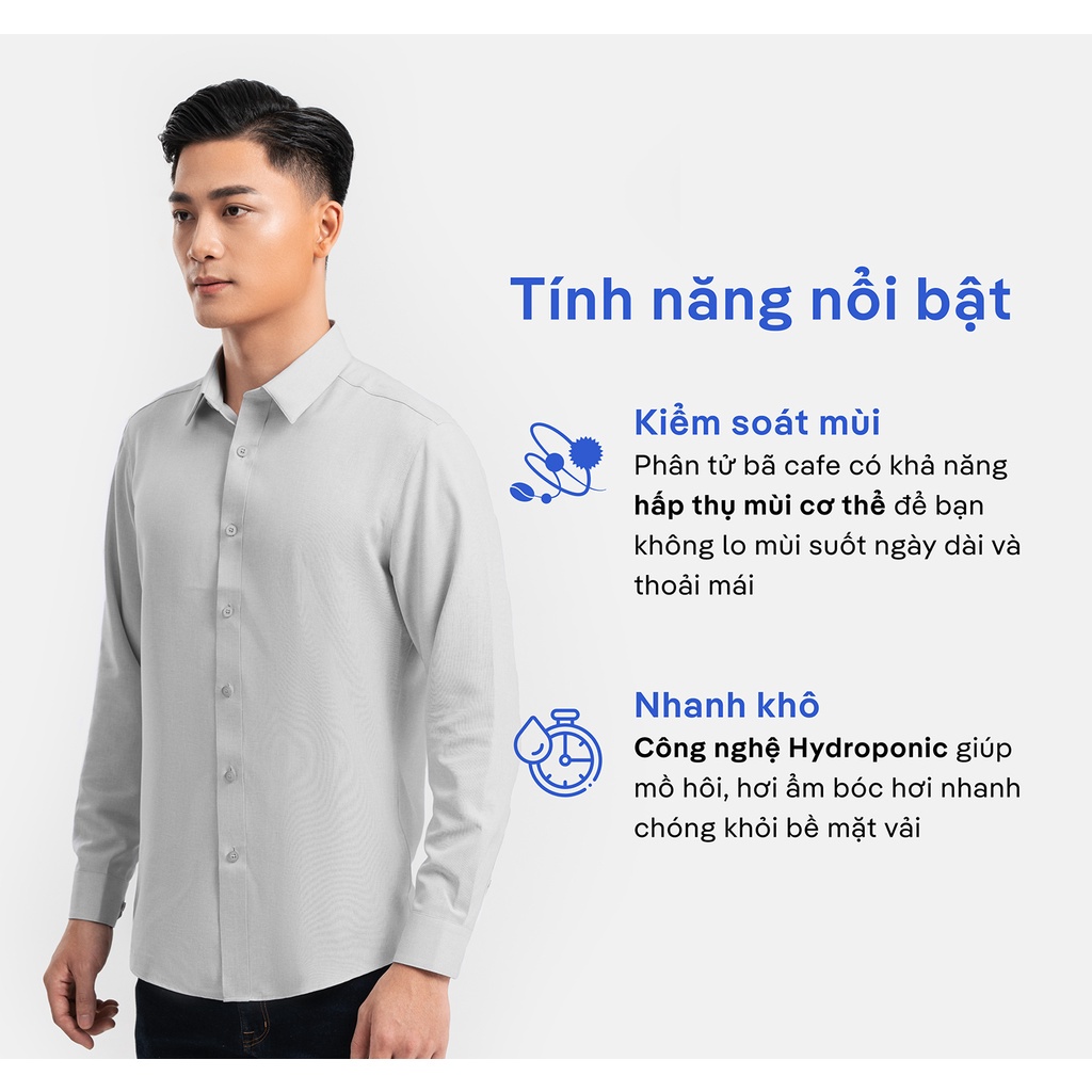 Áo SƠ MI nam dài tay Café-DriS khử mùi hiệu quả thương hiệu Coolmate