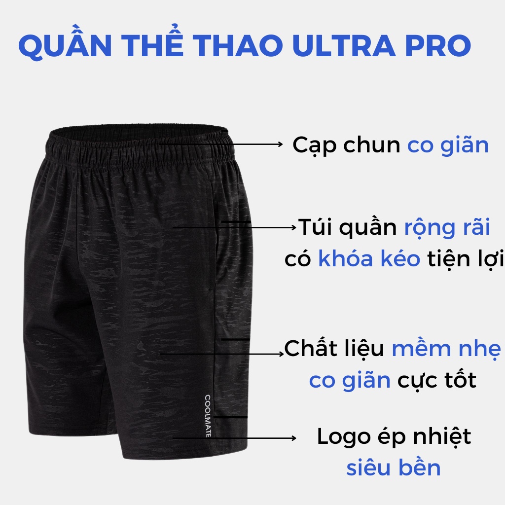 Quần Short nam Ultra Pro thoải mái vận động (có túi khóa kéo) thương hiệu Coolmate