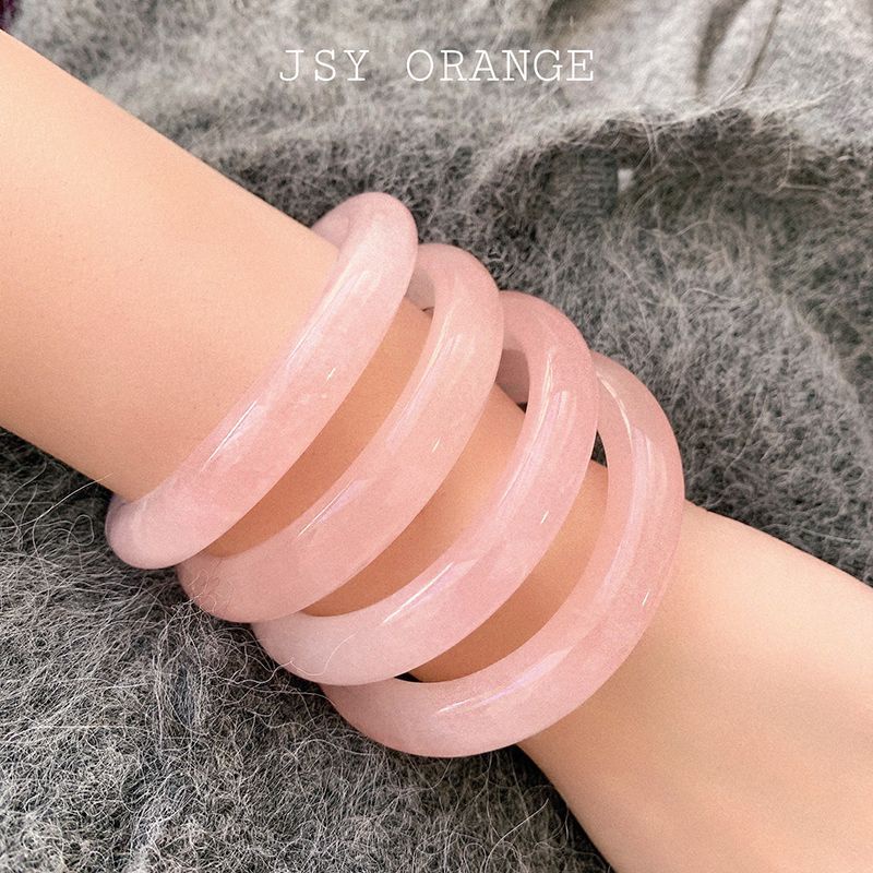 Vòng Tay Phẳng Đính Pha Lê Hồng Đào / Dâu Tây Dễ Thương