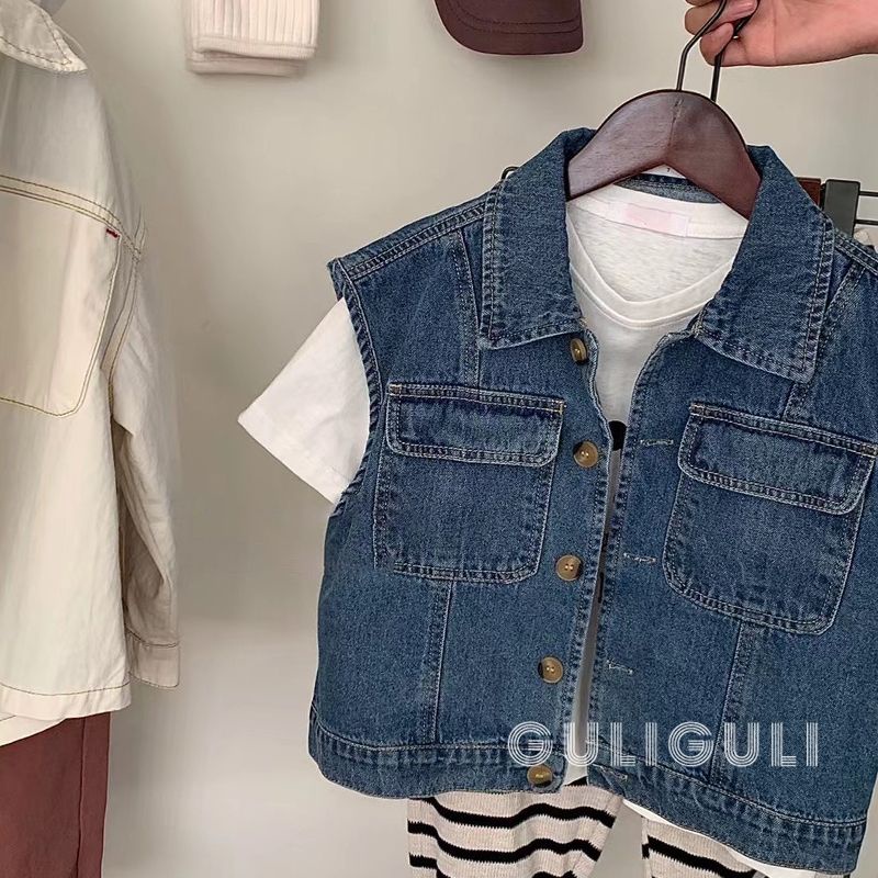 Áo Khoác Denim Không Tay Thời Trang Mùa Xuân Hàn Quốc Dành Cho Bé Trai