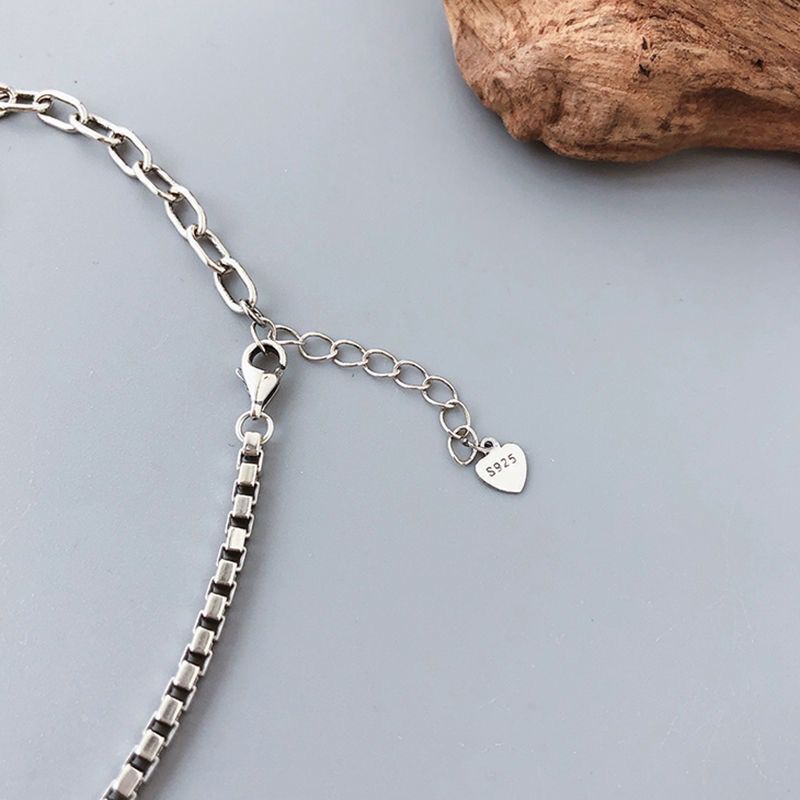 Lắc Chân Mạ Bạc 925 Mặt Trái Tim Đơn Giản Phong Cách Hàn Quốc Mới