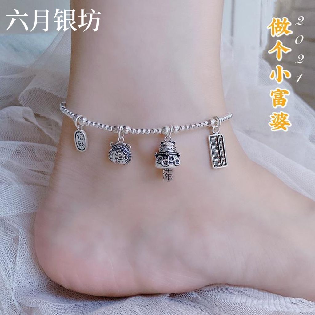 Lắc Chân Hình Mèo May Mắn Bằng Bạc 925 Thời Trang Mùa Hè 2023