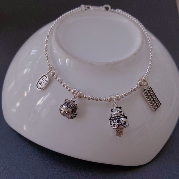 Lắc Chân Hình Mèo May Mắn Bằng Bạc 925 Thời Trang Mùa Hè 2023