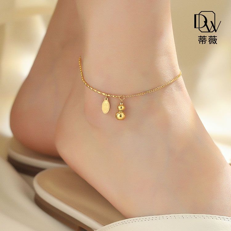 Lắc Chân Bạc 925 Hình Bầu Dục May Mắn Sang Trọng Phong Cách Hàn Quốc Cho Nữ