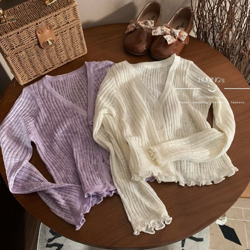 Áo Khoác Cardigan Dệt Kim Mỏng Thoáng Khí Thời Trang Mùa Hè Mới Cho Bé Gái