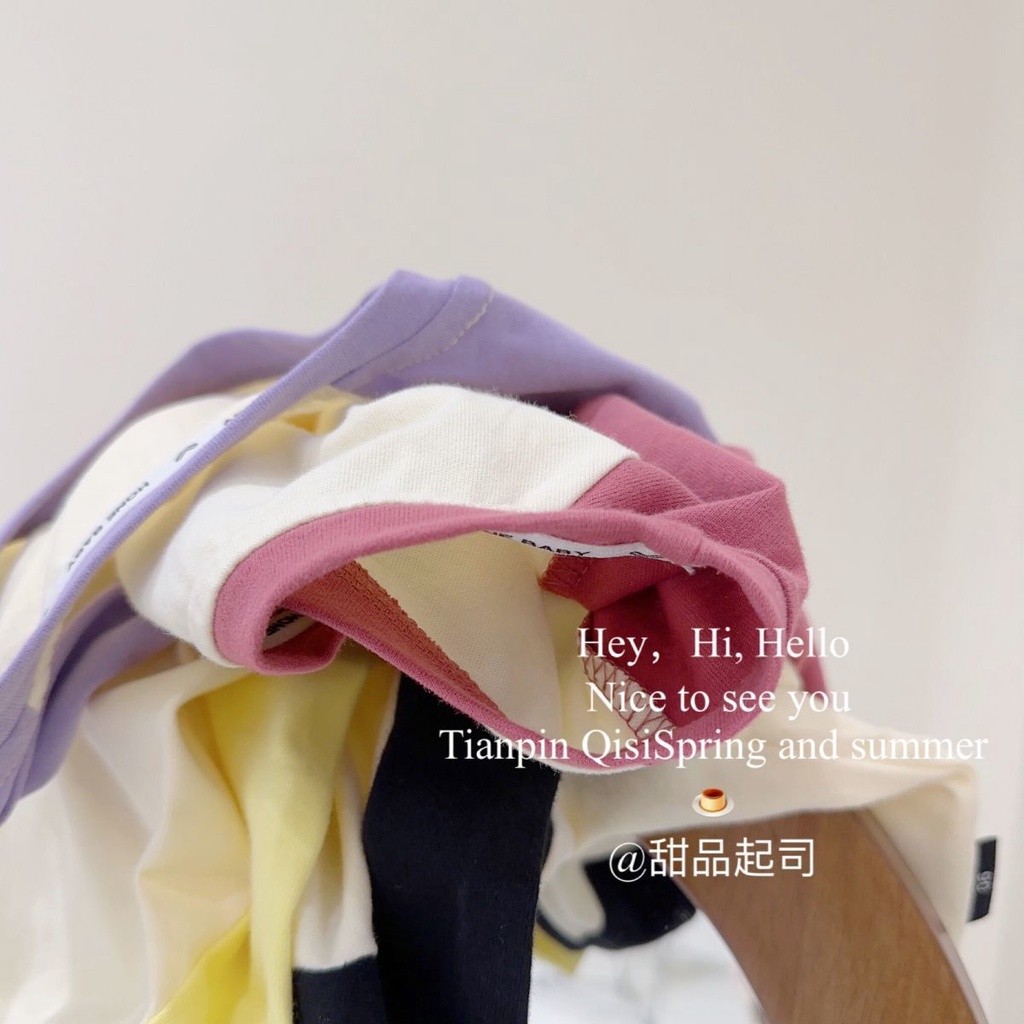 Áo Thun Cotton Tay Dài Màu Sắc Tương Phản Thời Trang Mùa Xuân Cho Bé Gái