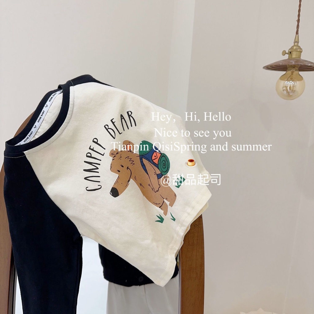 Áo Thun Cotton Tay Dài Màu Sắc Tương Phản Thời Trang Mùa Xuân Cho Bé Gái