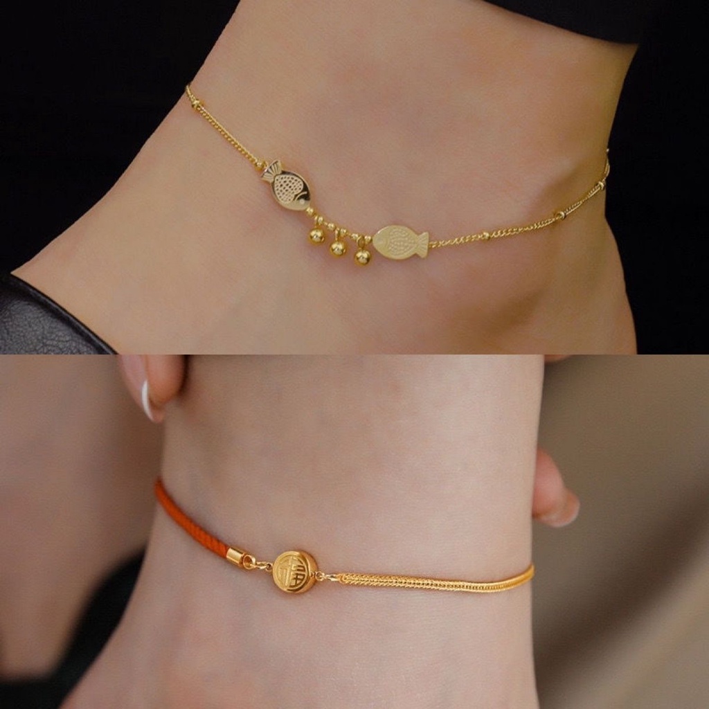 Chuỗi Bàn Chân [Không Phai Màu Và Không Gây Dị Ứng] Thép Giống Cá Trong Sansheng Sanshi Yusheng Đôi sm