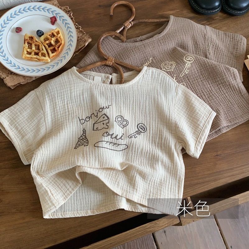 Áo Thun Tay Ngắn Chất Liệu Cotton Mỏng Phong Cách Mori Hàn Quốc Thời Trang Mùa Hè Xinh Xắn Cho Bé Gái