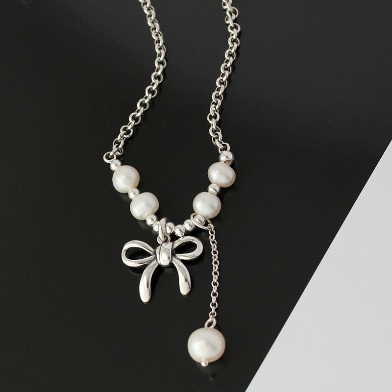 Lắc Chân Chuỗi Hạt Ngọc Trai Đơn Giản Đính Nơ Nhỏ Quyến Rũ