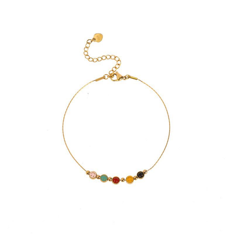 Lắc Chân Bằng Thép Titan Cao Cấp Nhẹ Nhàng Không Phai Màu Sang Trọng Cao Cấp 5 Mặt Cười Dễ Thương