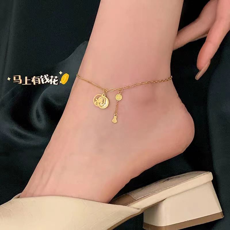 Chuỗi Bàn Chân [Mặc Trong Bồn Tắm] Thép Titan Mạ Vàng Thiết Kế Phong Phú Tức Thì Cho Nữ