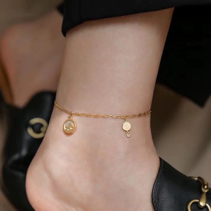 Chuỗi Bàn Chân [Mặc Trong Bồn Tắm] Thép Titan Mạ Vàng Thiết Kế Phong Phú Tức Thì Cho Nữ