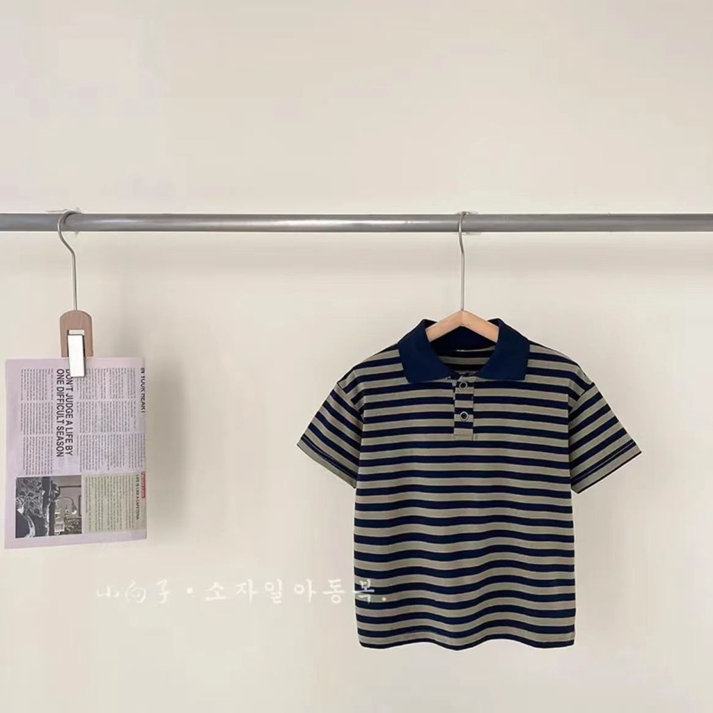 Áo Thun polo Tay Ngắn Bằng Cotton Thời Trang Mùa Hè Dành Cho Bé Trai
