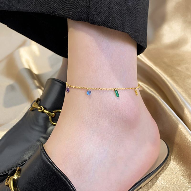 Lắc Chân Đính Đá Nhiều Màu Sắc Thiết Kế Mới Thời Trang 2023 Dành Cho Nữ