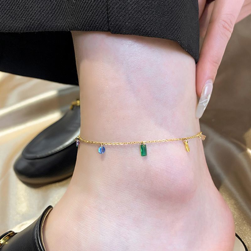 Lắc Chân Đính Đá Nhiều Màu Sắc Thiết Kế Mới Thời Trang 2023 Dành Cho Nữ