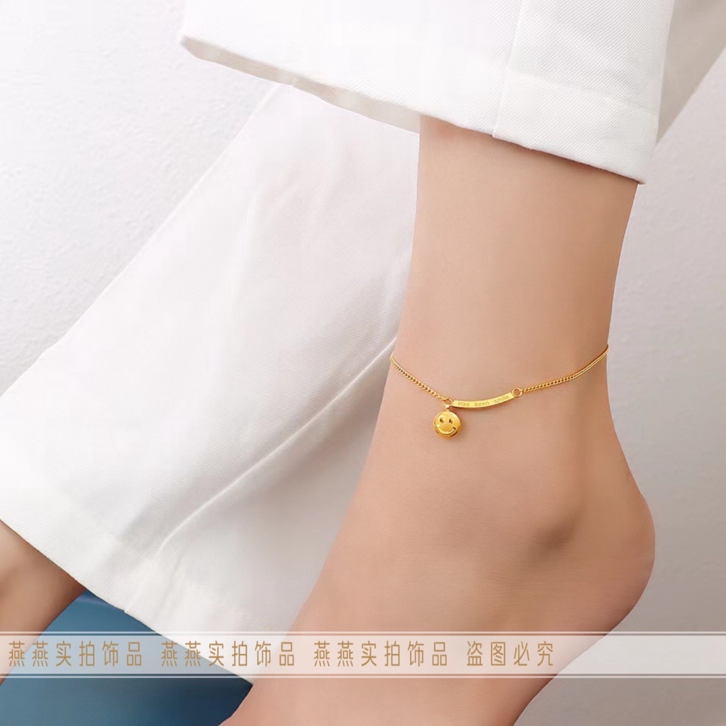 Lắc Chân Bằng Thép Titan [Bí Ẩn Màu Sắc Dễ Thương] Mặt Cười Cười Giữ Luôn Hạnh Phúc Douyin Bạn Gái Mới
