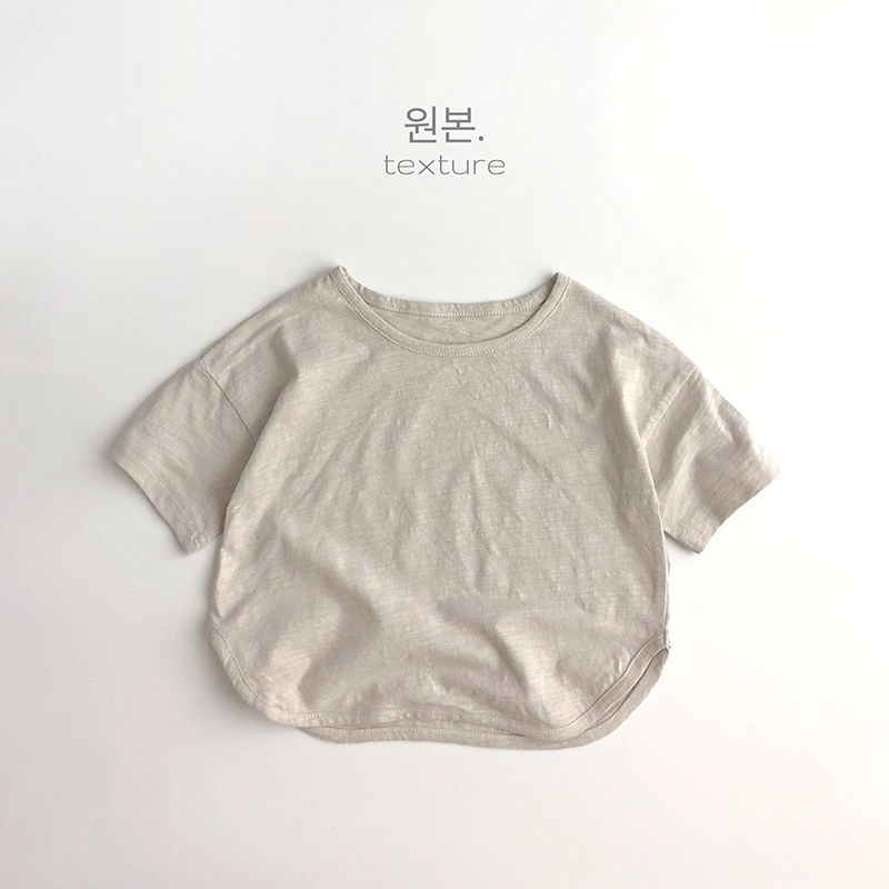 Áo Thun Cotton Tay Ngắn Màu Trơn Thời Trang Mùa Hè Phong Cách Hàn Quốc Cho Bé Trai Và Gái