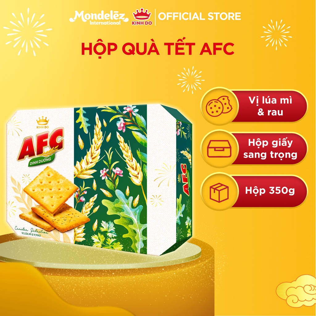 Bánh quy AFC vị lúa mì và vị rau, hộp quà Tết 350g