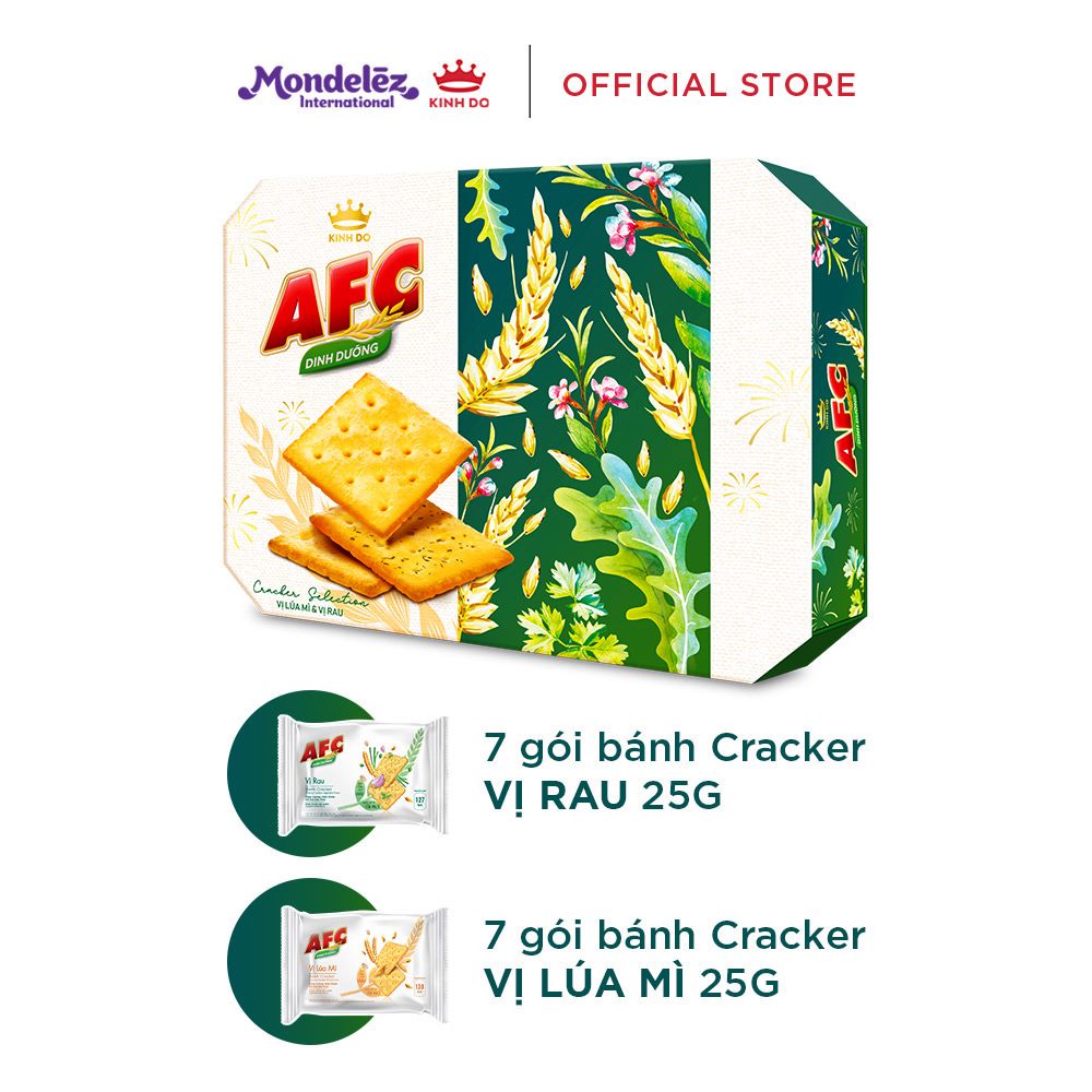 Bánh quy AFC vị lúa mì và vị rau, hộp quà Tết 350g