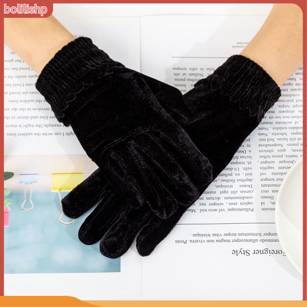 Găng Tay Nhung Màu Trơn Thời Trang Cho Nữ