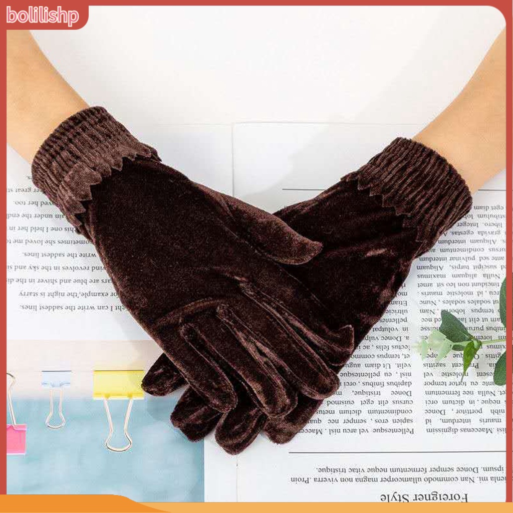 Găng Tay Nhung Màu Trơn Thời Trang Cho Nữ