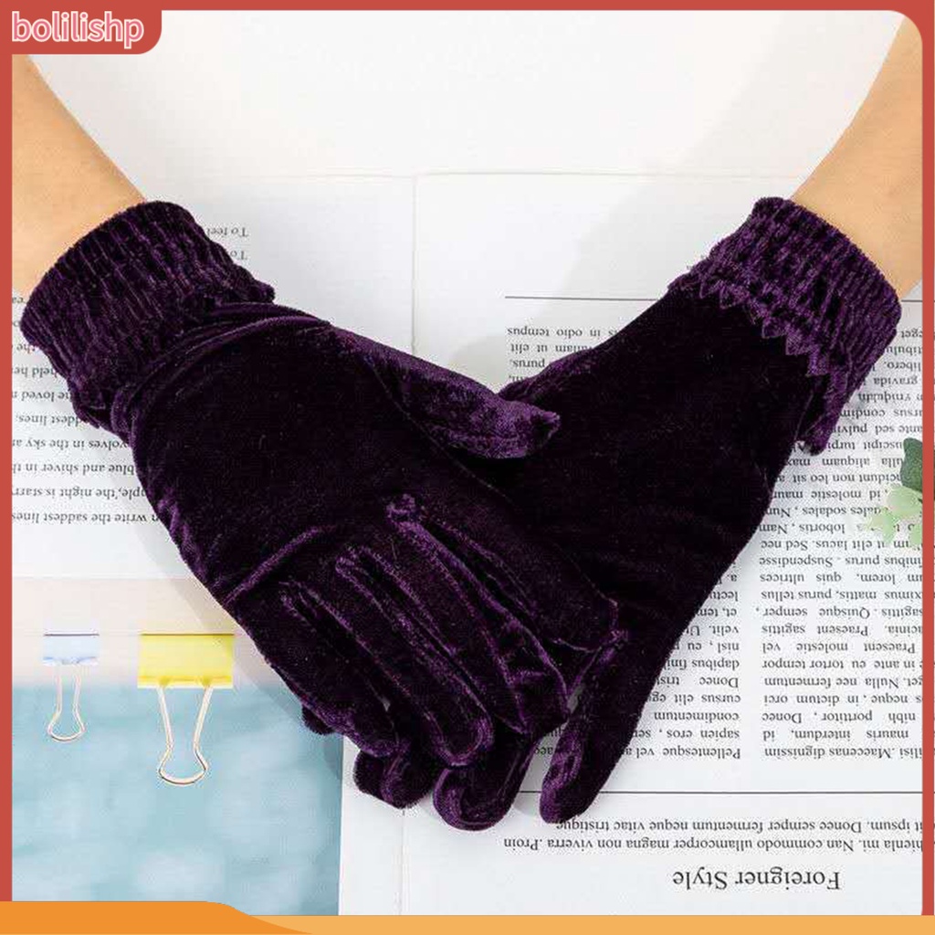 Găng Tay Nhung Màu Trơn Thời Trang Cho Nữ