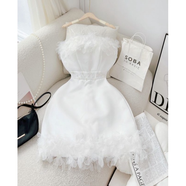 Đầm tafta cup ngực HỒNG TRẮNG ĐEN