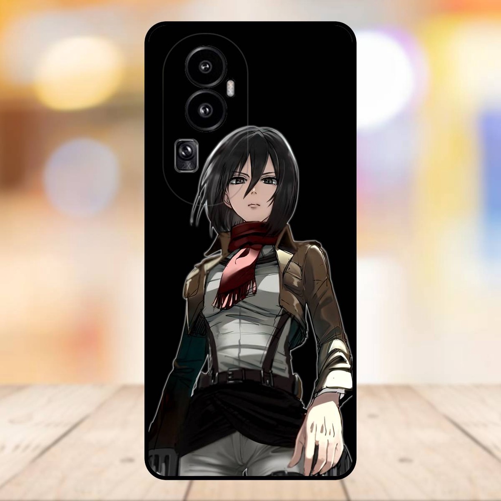 Ốp lưng điện thoại Oppo Reno10 viền đen Mikasa Ackerman Attack On Titan