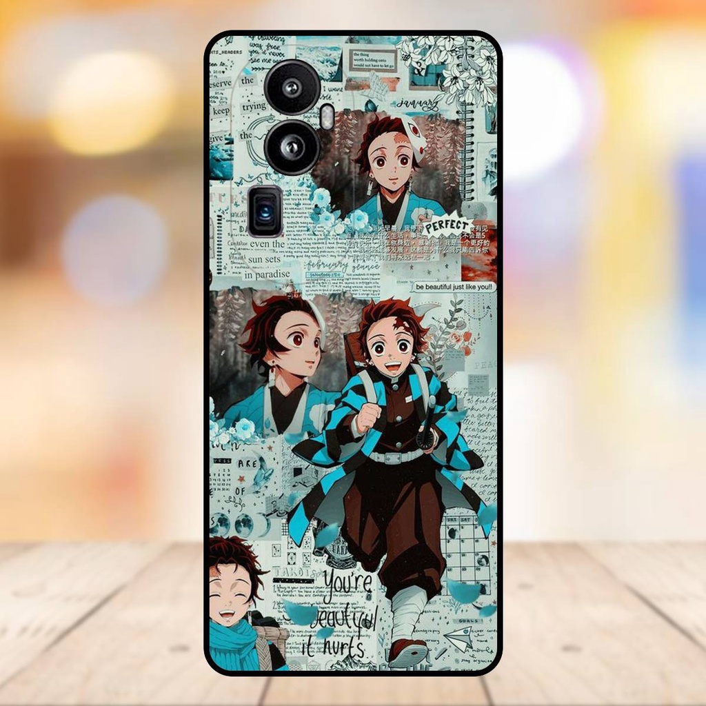 Ốp lưng điện thoại Oppo Reno10 Pro Plus viền đen Tanjiro Kimetsu No Yaiba