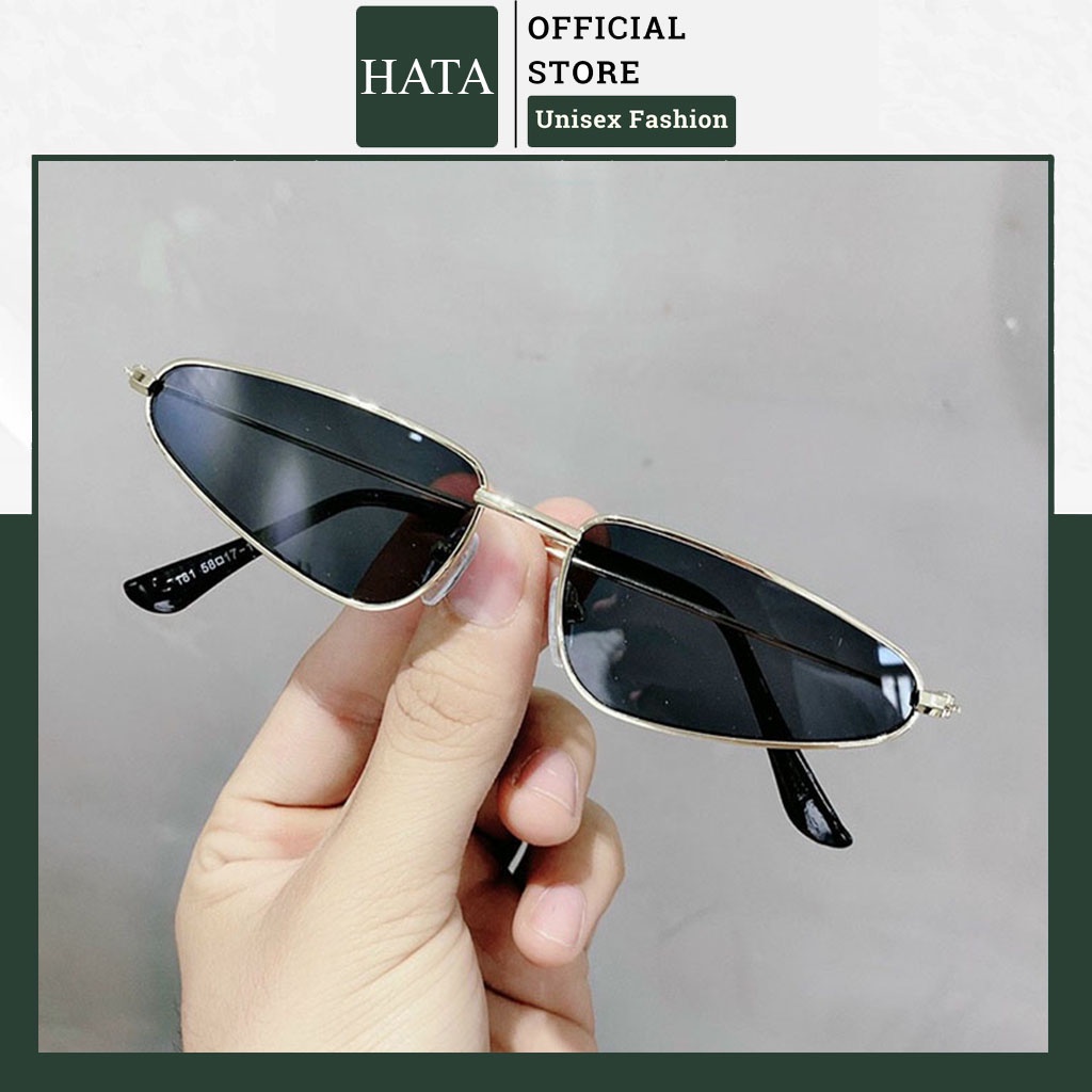 Kính Mát Nam Nữ Thời Trang Cao Cấp 589 Form Tam Giác Chân Kim Loại Sang Chảnh