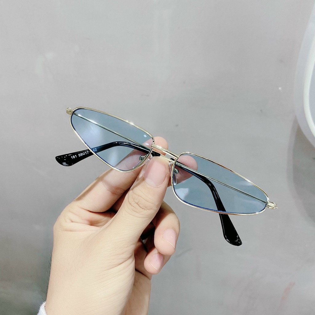 Kính Mát Nam Nữ Thời Trang Cao Cấp 589 Form Tam Giác Chân Kim Loại Sang Chảnh