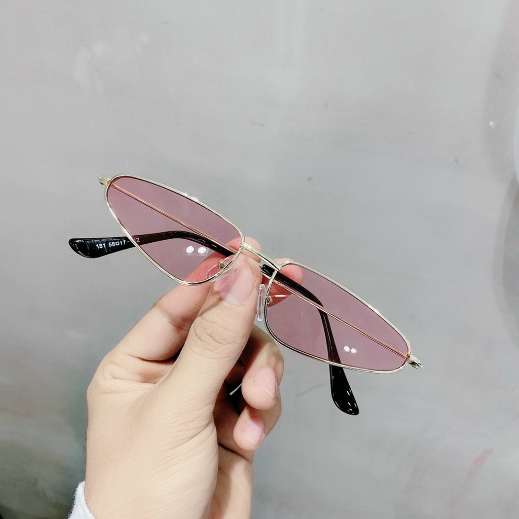 Kính Mát Nam Nữ Thời Trang Cao Cấp 589 Form Tam Giác Chân Kim Loại Sang Chảnh