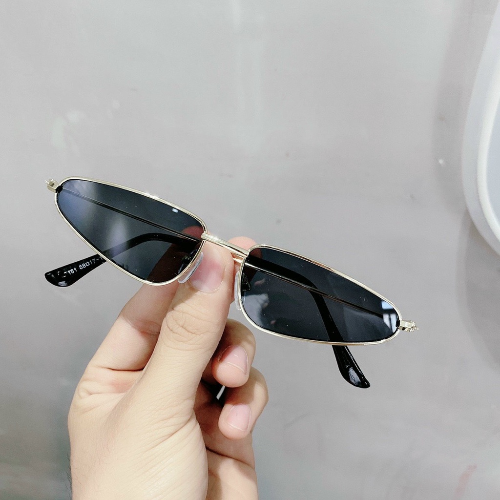 Kính Mát Nam Nữ Thời Trang Cao Cấp 589 Form Tam Giác Chân Kim Loại Sang Chảnh