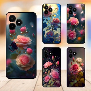 Ốp lưng điện thoại Realme C53 viền đen Hoa Hồng Hoa Đẹp