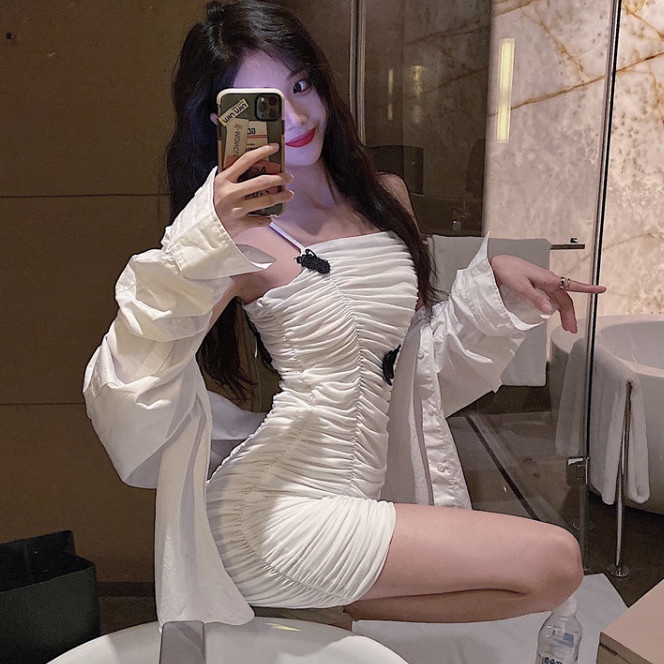 Jiashucheng Đầm Hai Dây Dáng Ôm Phong Cách Mới Quyến Rũ Thời Trang Mùa Hè Dành Cho Nữ