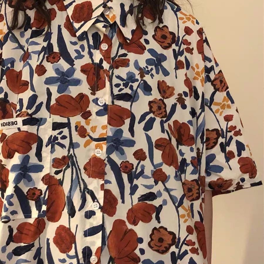 Jiashucheng Áo Sơ Mi Tay Ngắn Dáng Rộng In Hoa Phong Cách Hawaii Thời Trang Mùa Hè Cho Nữ