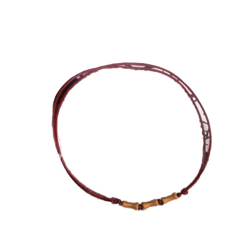 Vòng Tay Dây Bện Bằng Tre Và Vỏ Ô Liu Màu Đỏ Tối Giản Cho Nữ Niche De