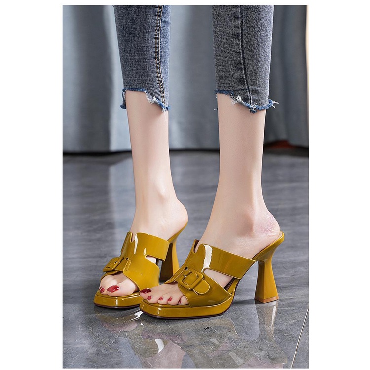 Giày Sandal Đế Dày Bằng Da Bóng Thời Trang Mùa Hè 2023 Dành Cho Nữ