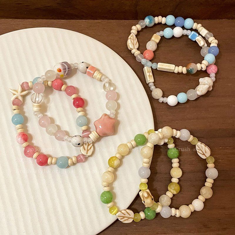 Vòng Tay Chuỗi Hạt Gốm Màu Sắc macaron Phong Cách Bohemia Cho Nữ