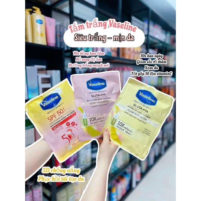 Gói tắm trắng da toàn thân Vaseline Healthy bright Gluta-Hya Whitening Body Shower Gói 120g - DORIS