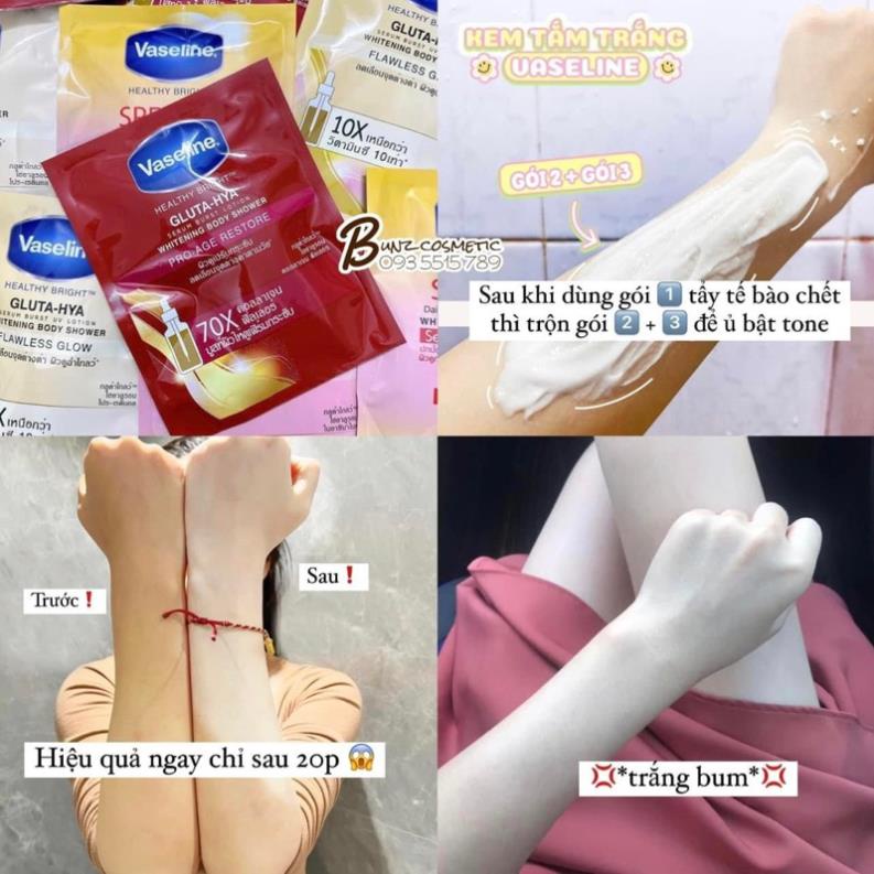 Gói tắm trắng da toàn thân Vaseline Healthy bright Gluta-Hya Whitening Body Shower Gói 120g - DORIS