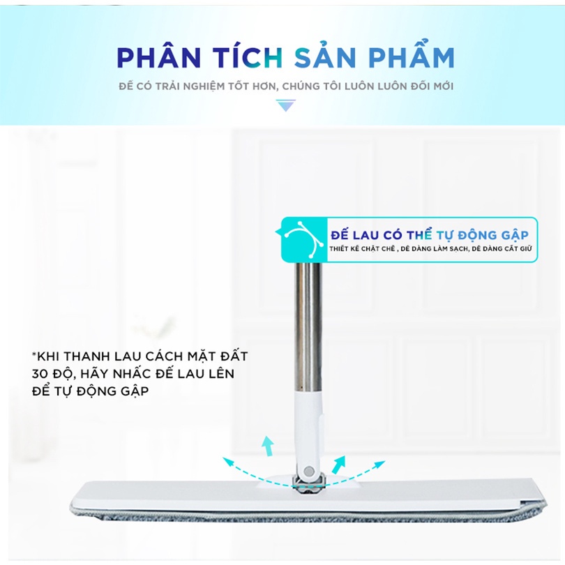 Cây Lau Nhà MyJae Đài Loan Sợi Polyester Kéo Vắt Thông Minh 360 Độ 125cm