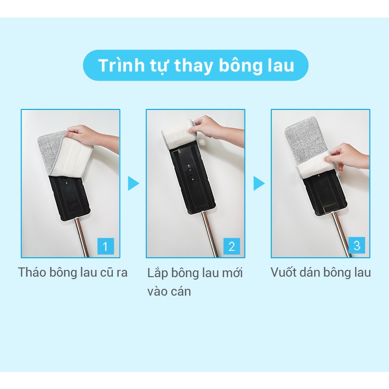 [Voucher giảm 12% - đơn từ 0Đ] Bông lau cho cây lau nhà MyJae 3 lần vắt kháng khuẩn