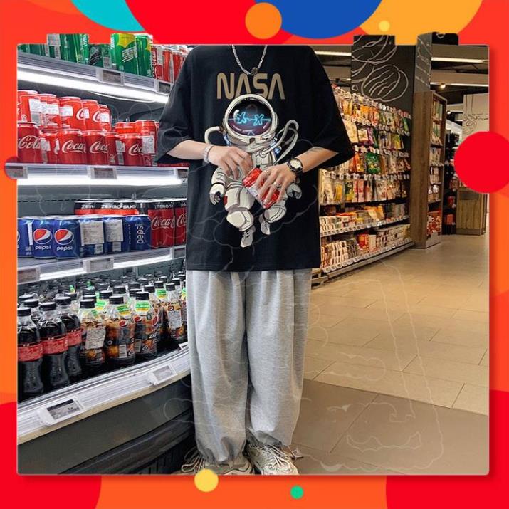 [Mẫu Mới] Áo Thun Nam Nữ Unisex Form Rộng Tay Lỡ Cổ Tròn Phối Họa Tiết Hoạt Hình In Chữ Nasa Zenkonu Top Nam 178 Ok
