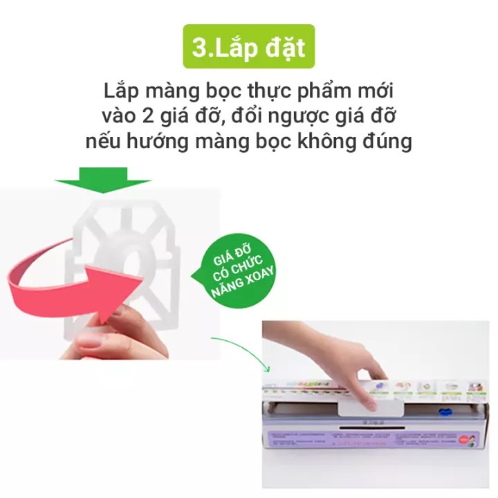 Combo 1 màng bọc thực phẩm PE + 1 lõi màng bọc  MyJae Đài Loan 30cm x 120m dạng dao cắt trượt bảo quản thực phẩm