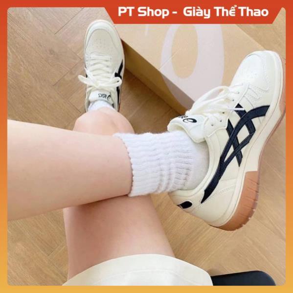 Giày Asics Court MZ Chính Hãng SIMPLE SNEAKER , Giày Asics Court MZ Snecker Thể Thao Nam Nữ Kem Nâu PT Shop