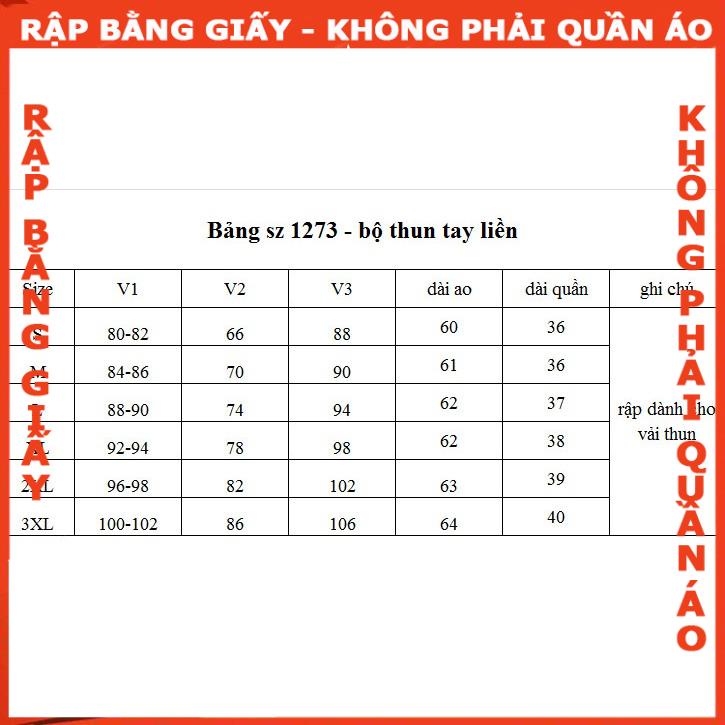 Rập giấy mã 1273 -bộ thun tay liền