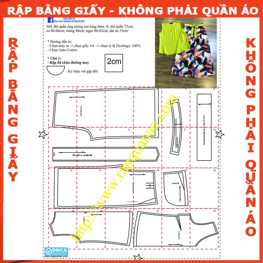 Rập bộ quần váy áo crotop - Rập giấy A0 in màu mã 564